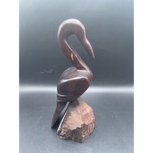 Vintage Pelican Hand Carved Ironwood Wood Statute Figure Nautical Beach 8"